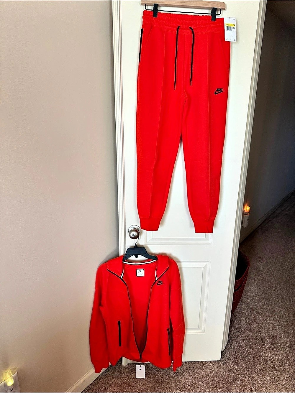 Nike Sportswear Tech Fleece Full-Zip Hoodie & Joggers Set Orange NWT